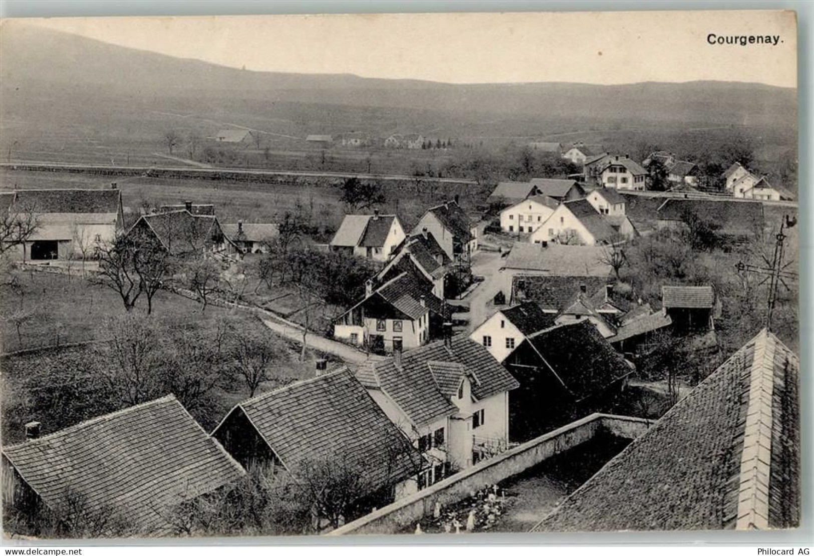 2950 Courgenay Foto AK Friedhof Kirche - 13568299