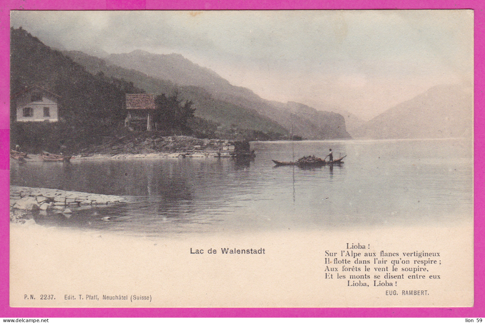 296764 / Switzerland SG St. Gall - Lac de Walenstadt ,Walensee  Lake Walen , Poem Eugène Rambert - Swiss writer PC 2237