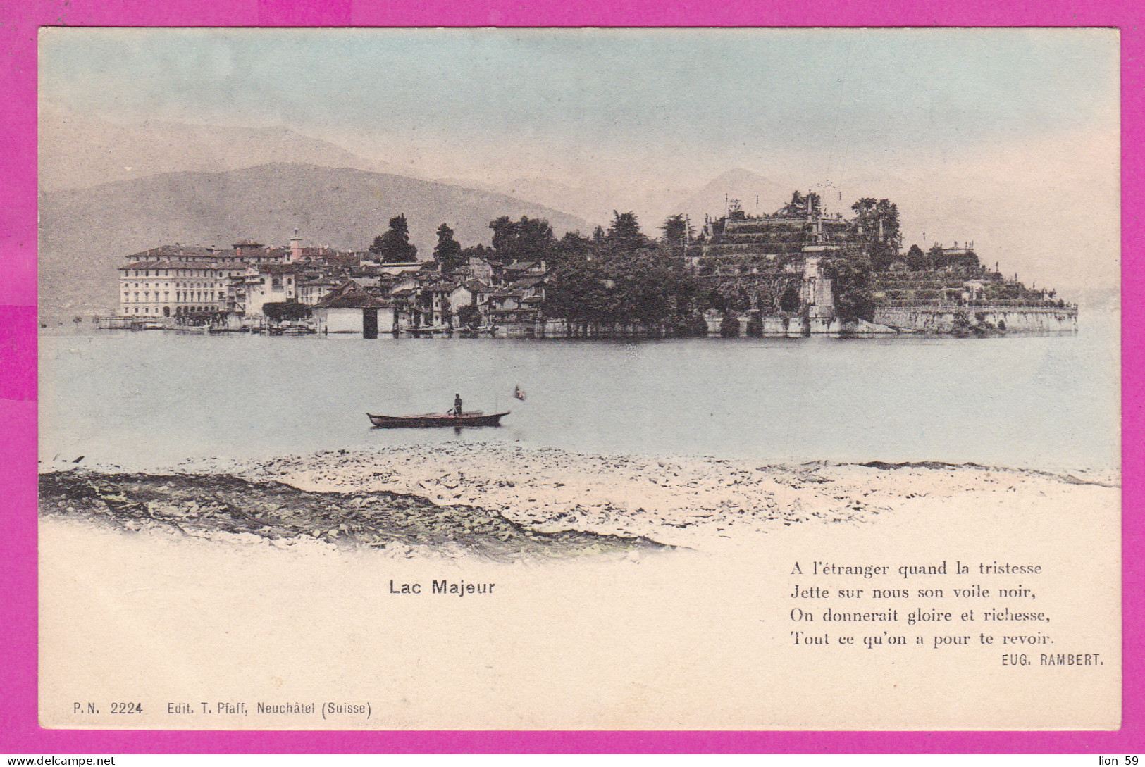 296771 / Switzerland TI Ticino - Lac Majeur , Lake Maggiore , Lago Maggiore , Poem Eugène Rambert - Swiss writer PC 2224