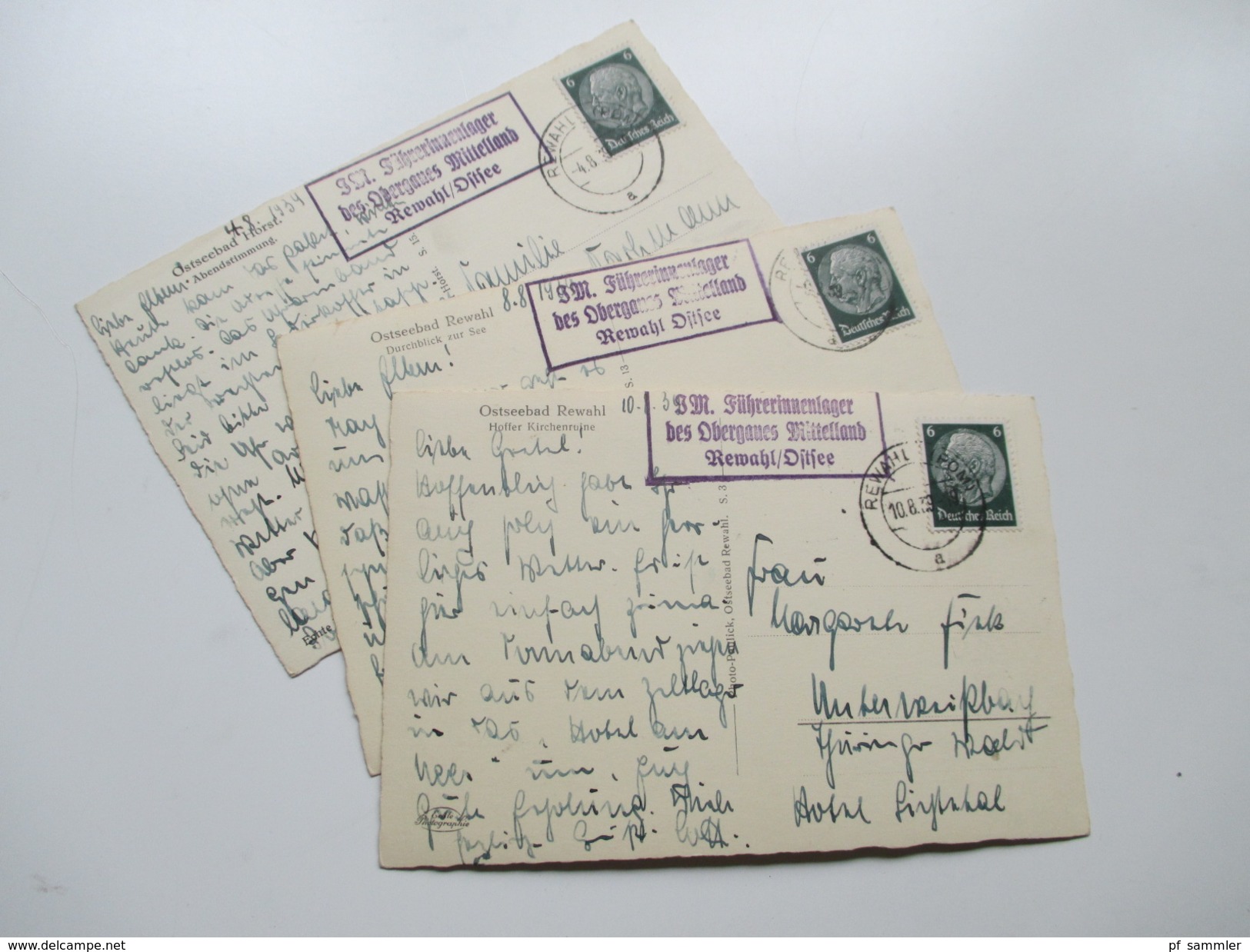 3 AK Pommern Stempel: J.M.Führerinnenlager des Obergaues Mittelland Rewahl / Ostsee. Ehemalige deutsche Gebiete!