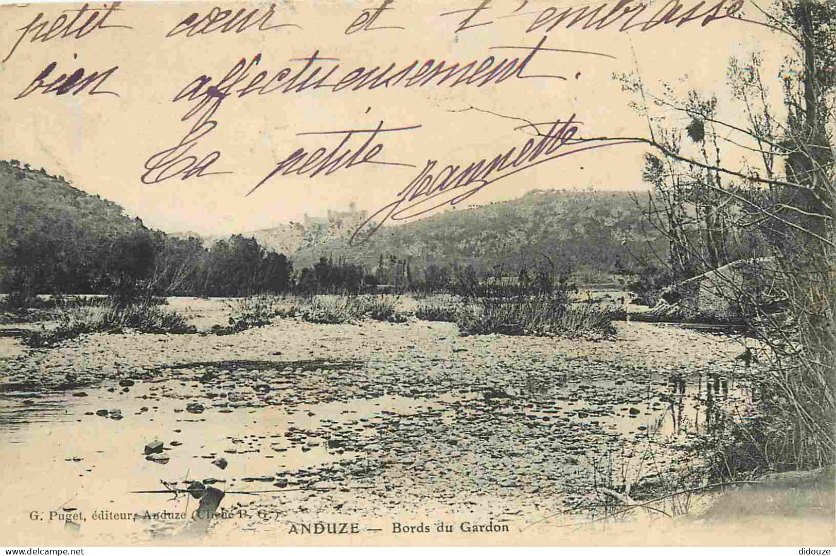 30 - Anduze - Bords du Gardon - CPA - Oblitération de 1908 - Voir Scans Recto-Verso