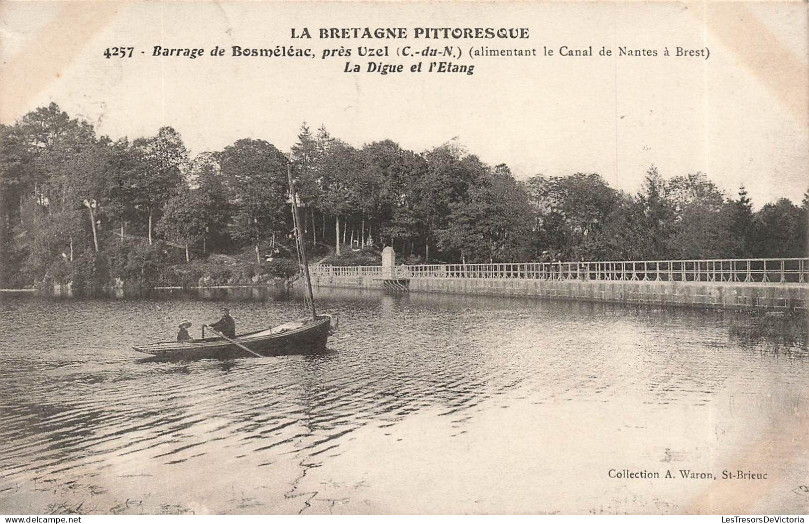 [-30%] FRANCE - Bosméléac - Barrage de Bosméléac - près Uzel - La digue et létang - Carte Postale Ancienne
