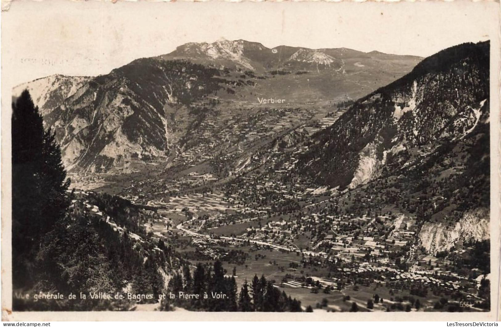 [-30%] SUISSE - Bagnes - Vue générale de la Vallée de Bagnes et la Pierre à Voir - Carte Postale Ancienne