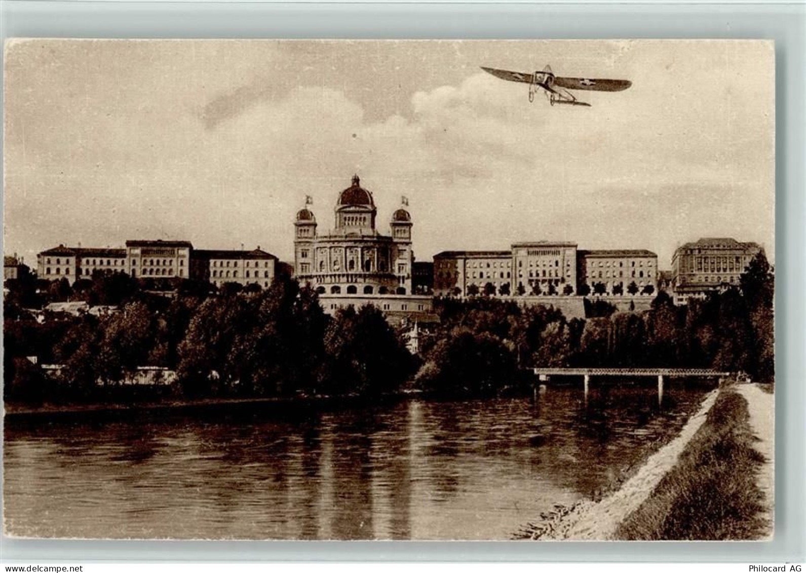 3000 Bern Berne 1916 - Flugzeug über Bern - Parlament AK - 13102254