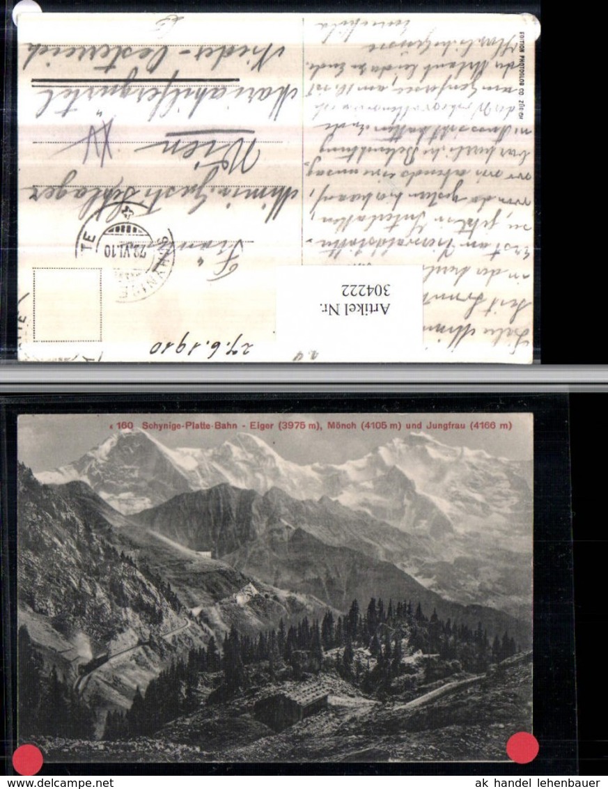 304222,Schynige-Platte-Bahn m. Eiger M&ouml;nch u. Jungfrau b. G&uuml;ndlischwand Bergkulisse K
