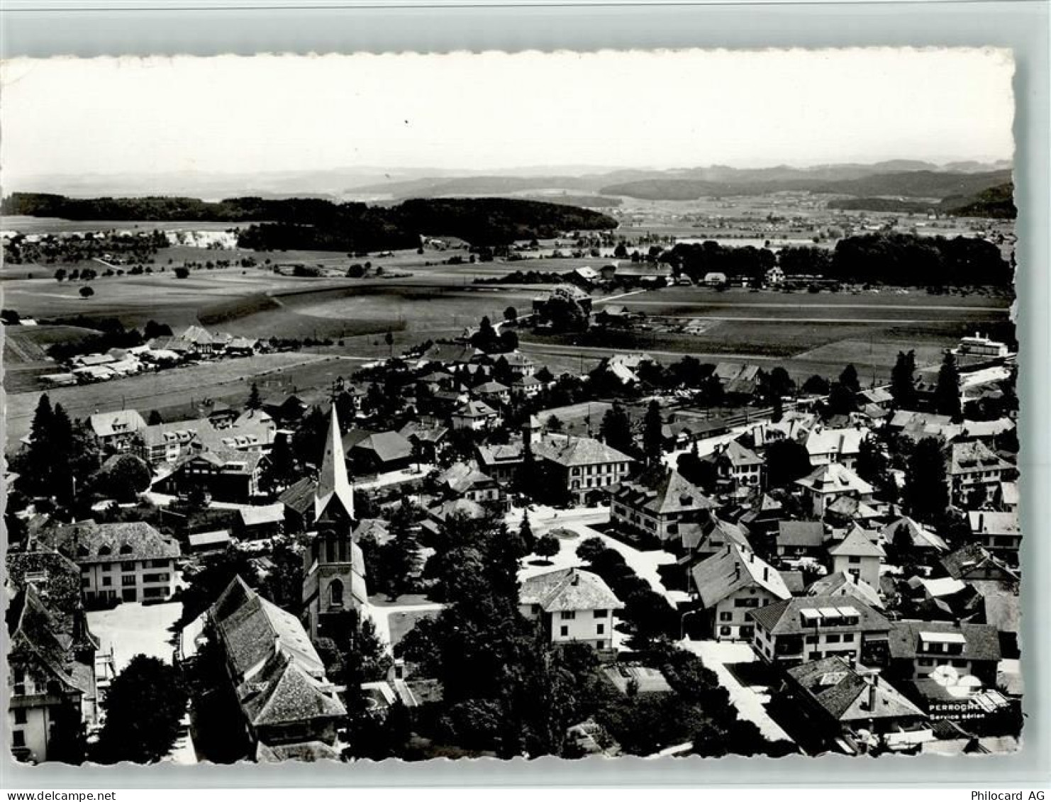 3053 Münchenbuchsee - Panoramaaufnahme Stadtkern Kirche Luftaufnahme - 13095568