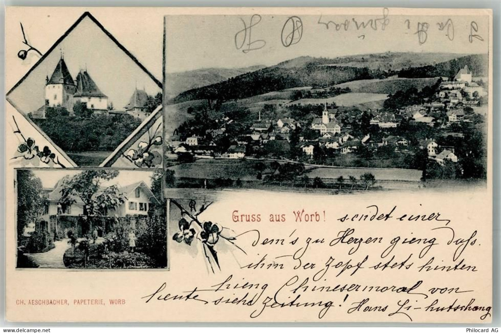 3076 Worb 1900 Foto AK Schloss - 13575370