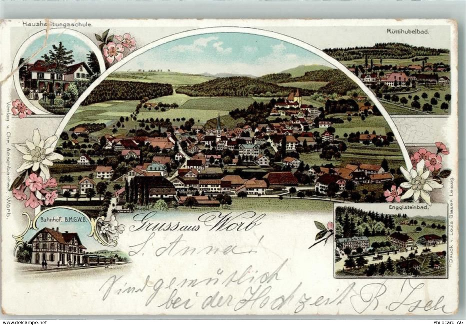 3076 Worb 1902 Gebrauchsspuren Haushaltungsschule Rüttihubelbad Enggiste... - 13224281