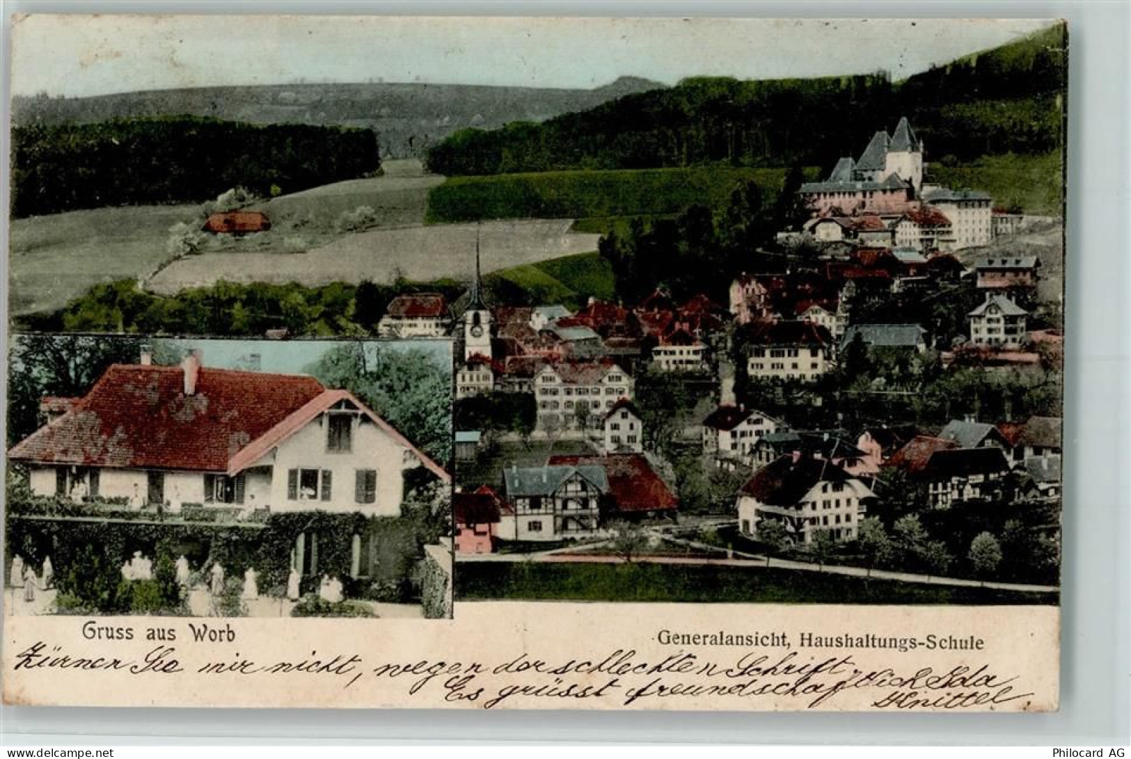3076 Worb 1905 - Haushaltungsschule und vue generale - 13208840