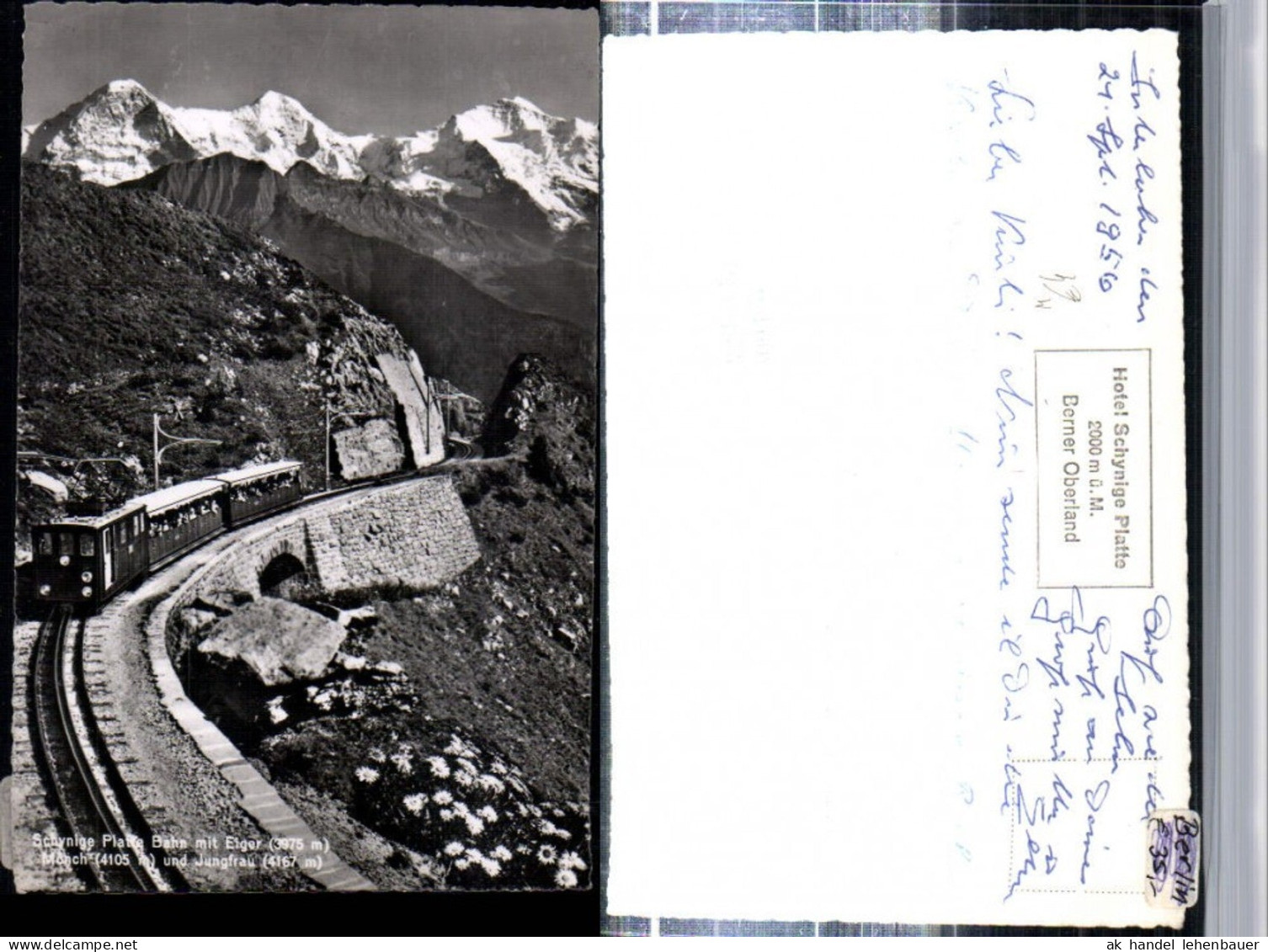 309476,Schynige Platte b. Gündlischwand Zahnradbahn m. Eiger Mönch Jungfrau Bergkulisse Kt Bern