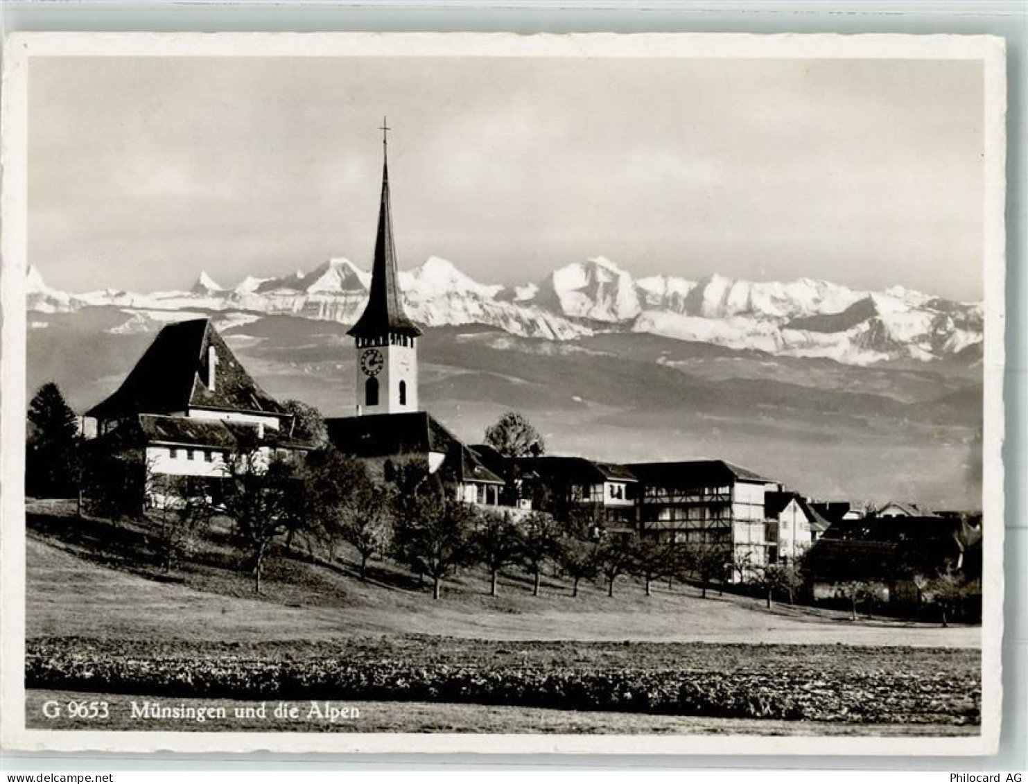 3110 Münsingen 1945 Foto AK Kirche - 38025210
