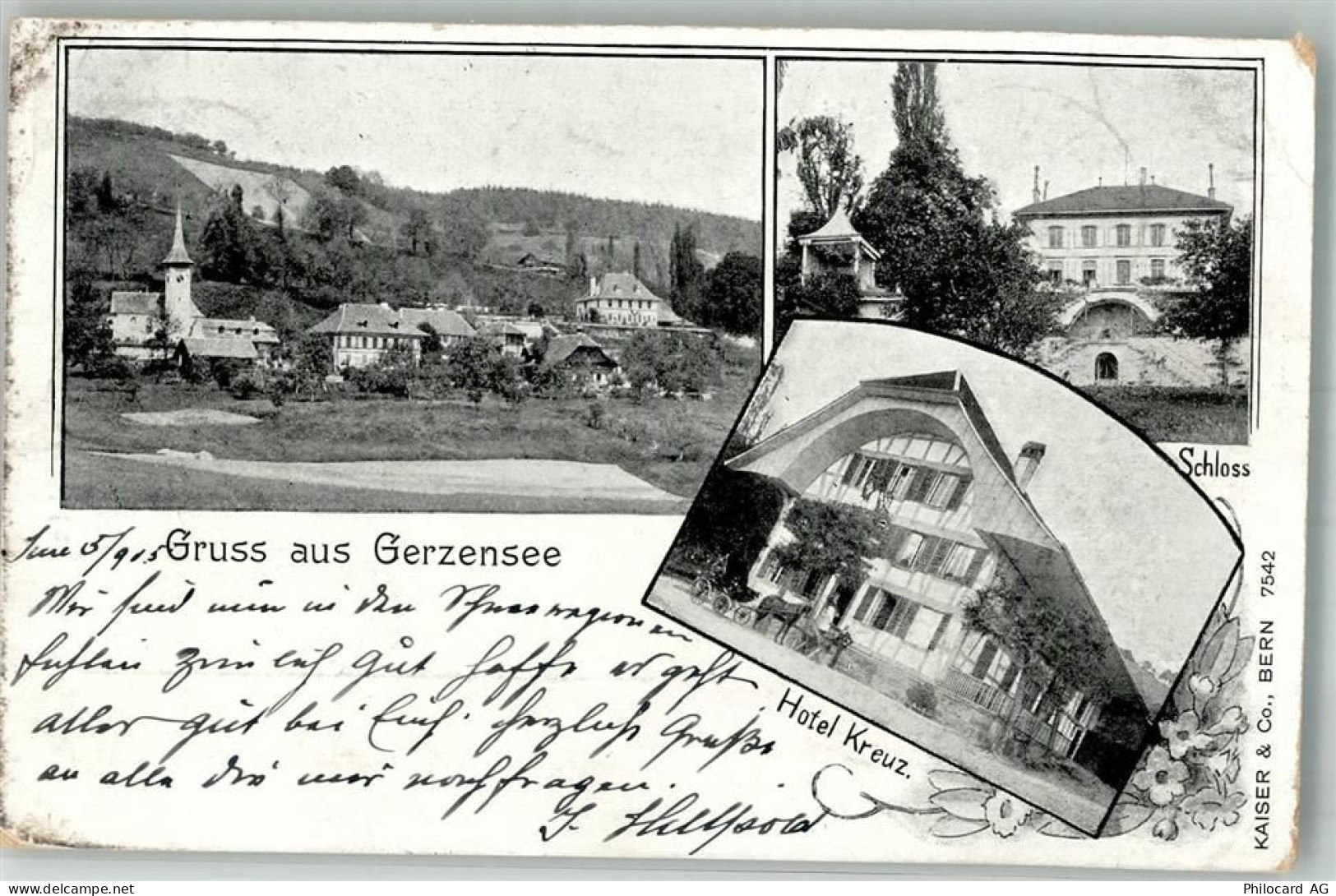3115 Gerzensee 1905 Foto AK Hotel Kreuz Schloss - 13581929