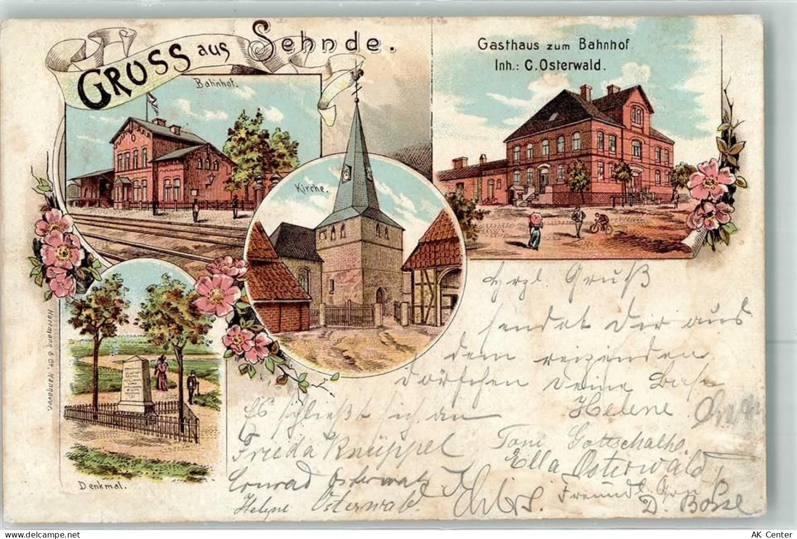 31319 W3163 Sehnde 1897 Lithographie Bahnhof Kirche Denkmal Gasthaus Zum... - 13616801