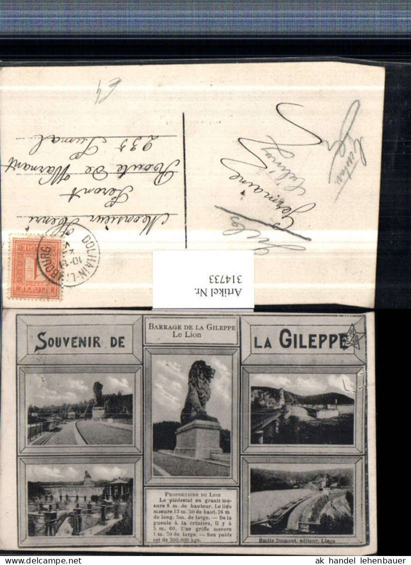 314733,Gileppe Gileppe-Talsperre Barrage de la Gileppe Le Lion Löwenstatue Mehrbildkarte