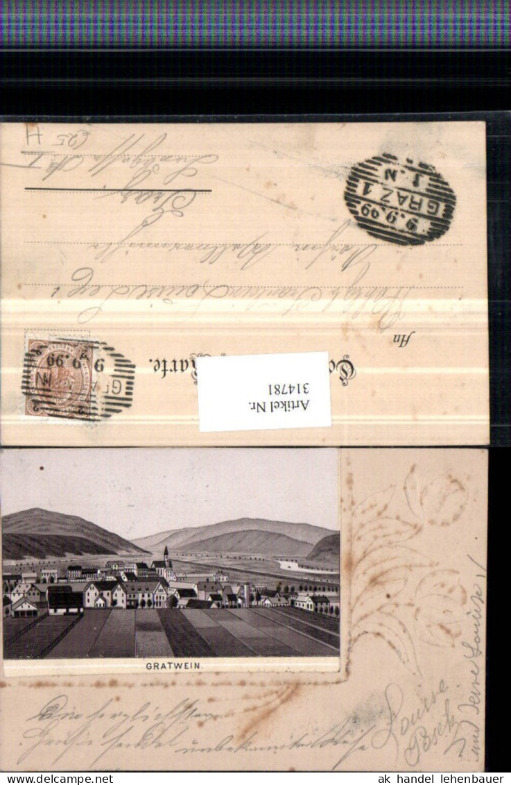 314781,Reliefkarte Aufgeklebtes Bild Gratwein Totale