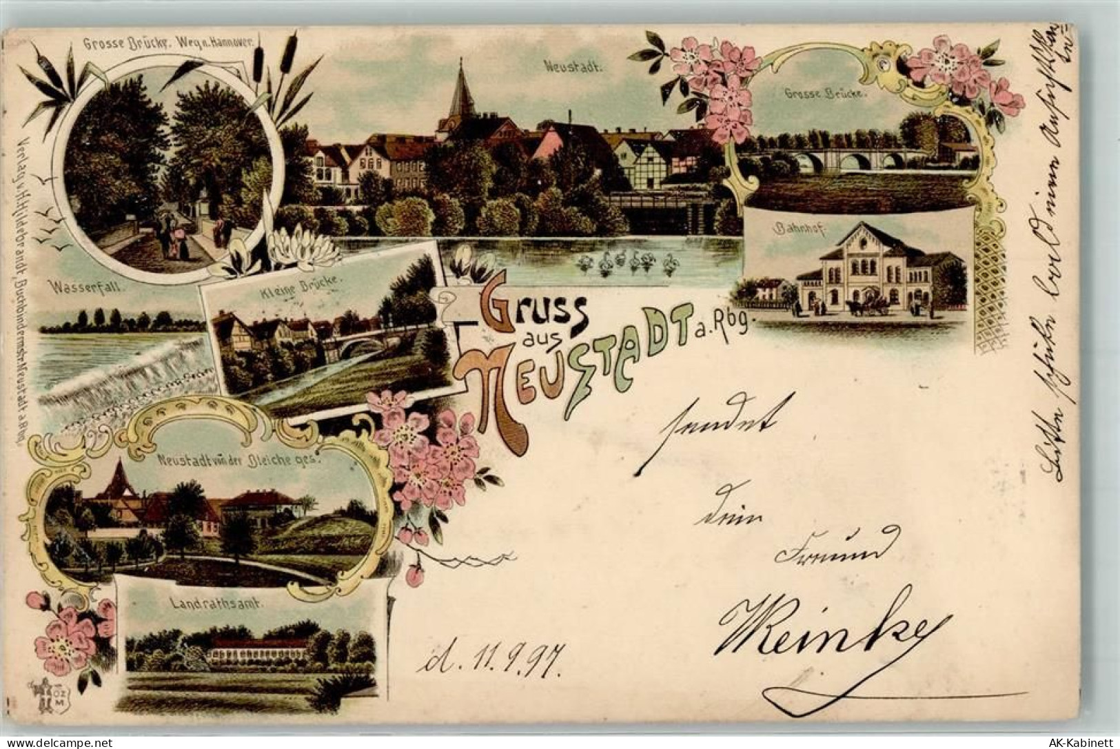 31535 W3057 Neustadt am Rübenberge 1897 Lithographie Große Brücke Neusta... - 52284810