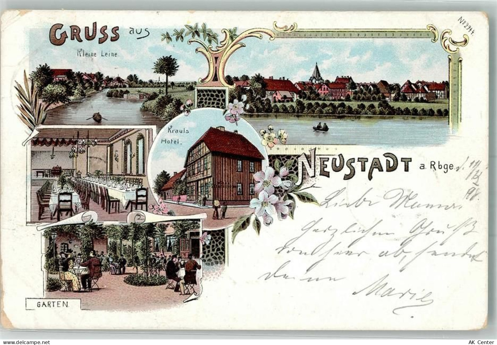 31535 W3057 Neustadt am Rübenberge 1898 Lithographie Hotel Kraul Saal Ga... - 13653957