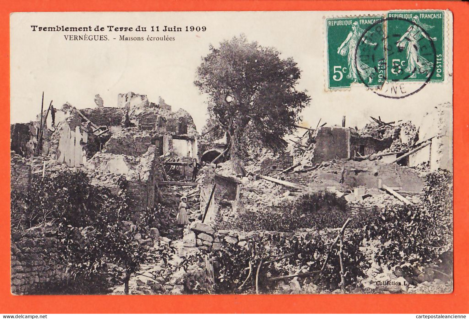 31696 / ️  ◉ Peu Commun 13-VERNEGUES Maisons Ecroulées Tremblement Terre 11-06-1909 ALLEINS à Sidonie HERAIL Castres