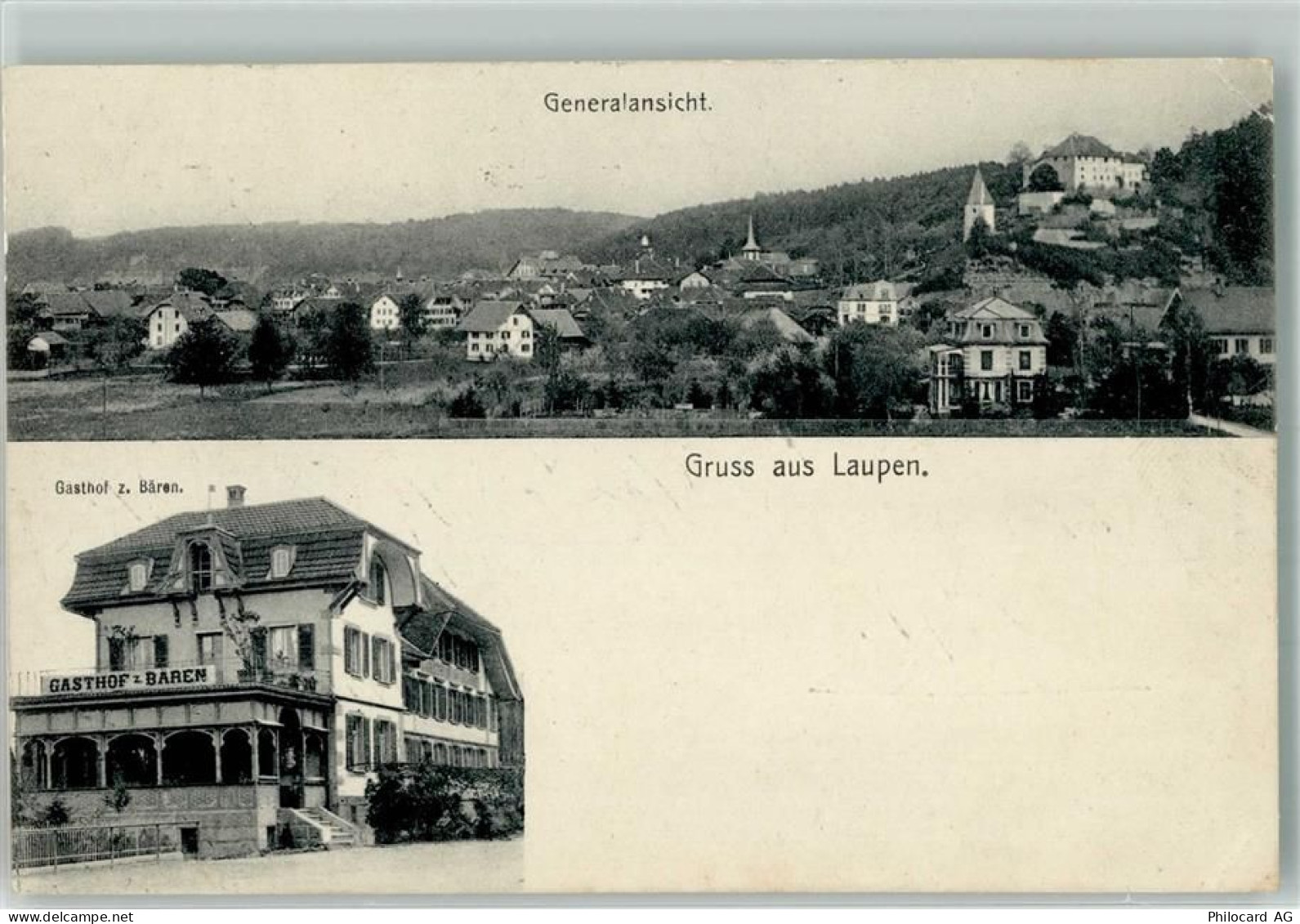 3177 Laupen BE 1908 Gebrauchsspuren Gasthaus zum Bären - 13568552