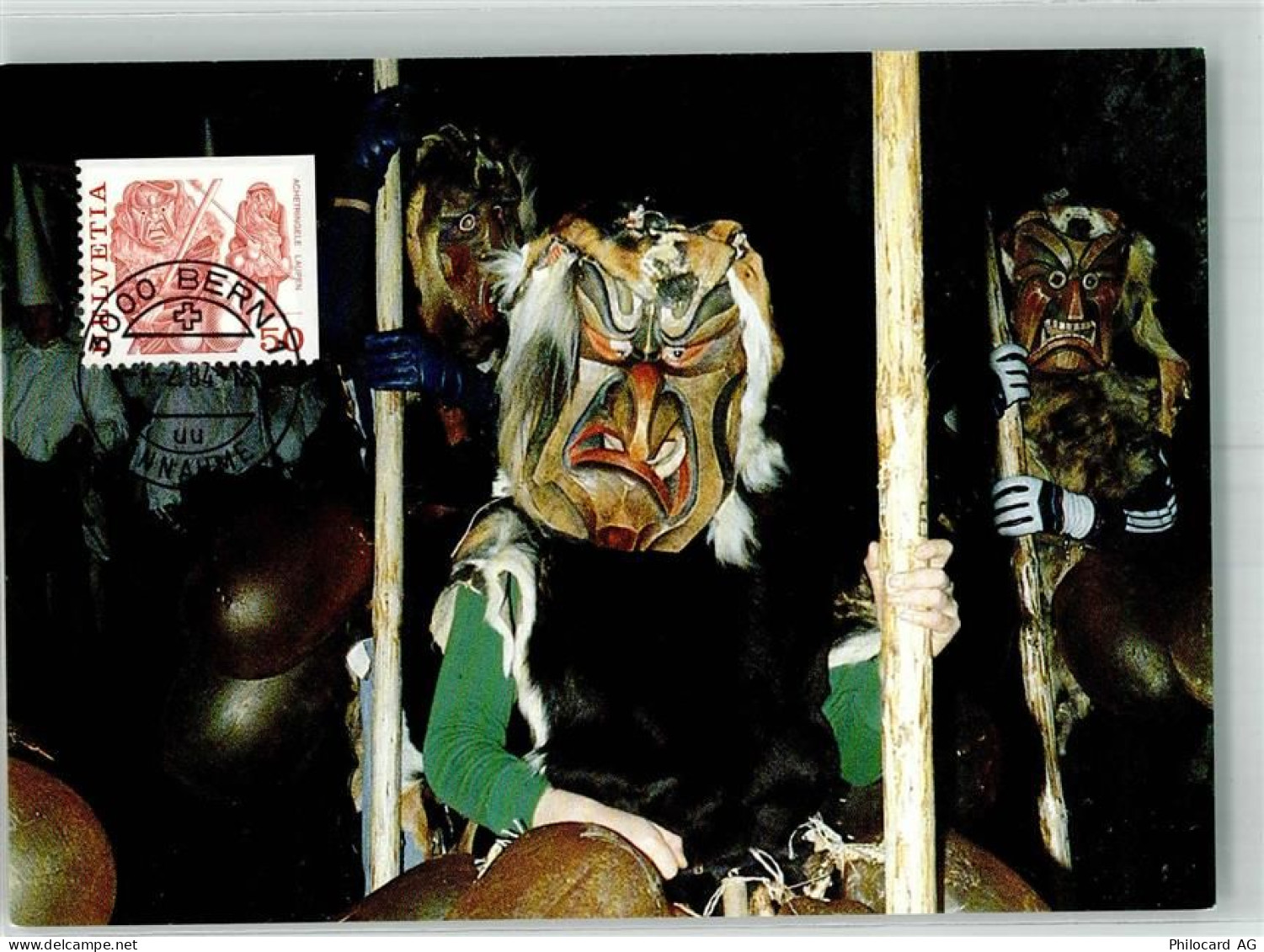 3177 Laupen BE 1984 Foto AK Masken Achetringele Briefmarke Bildseite - 38193740