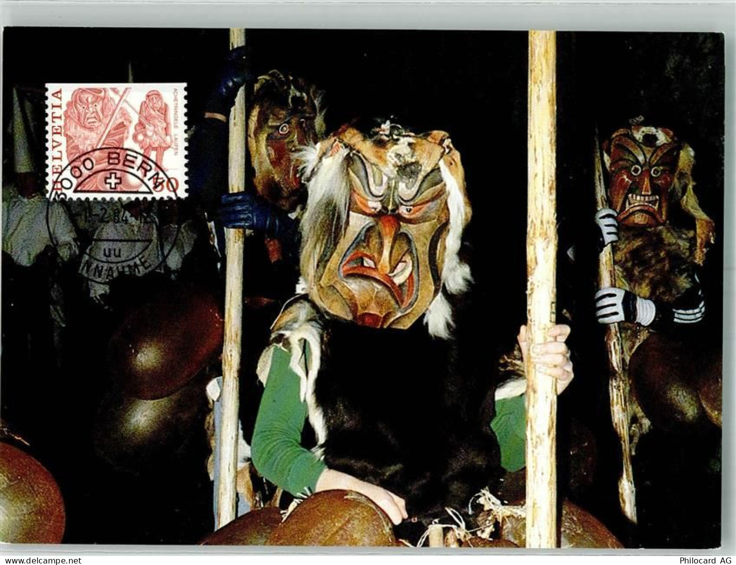 3177 Laupen BE 1984 Foto AK Masken Achetringele Briefmarke Bildseite - 38193745