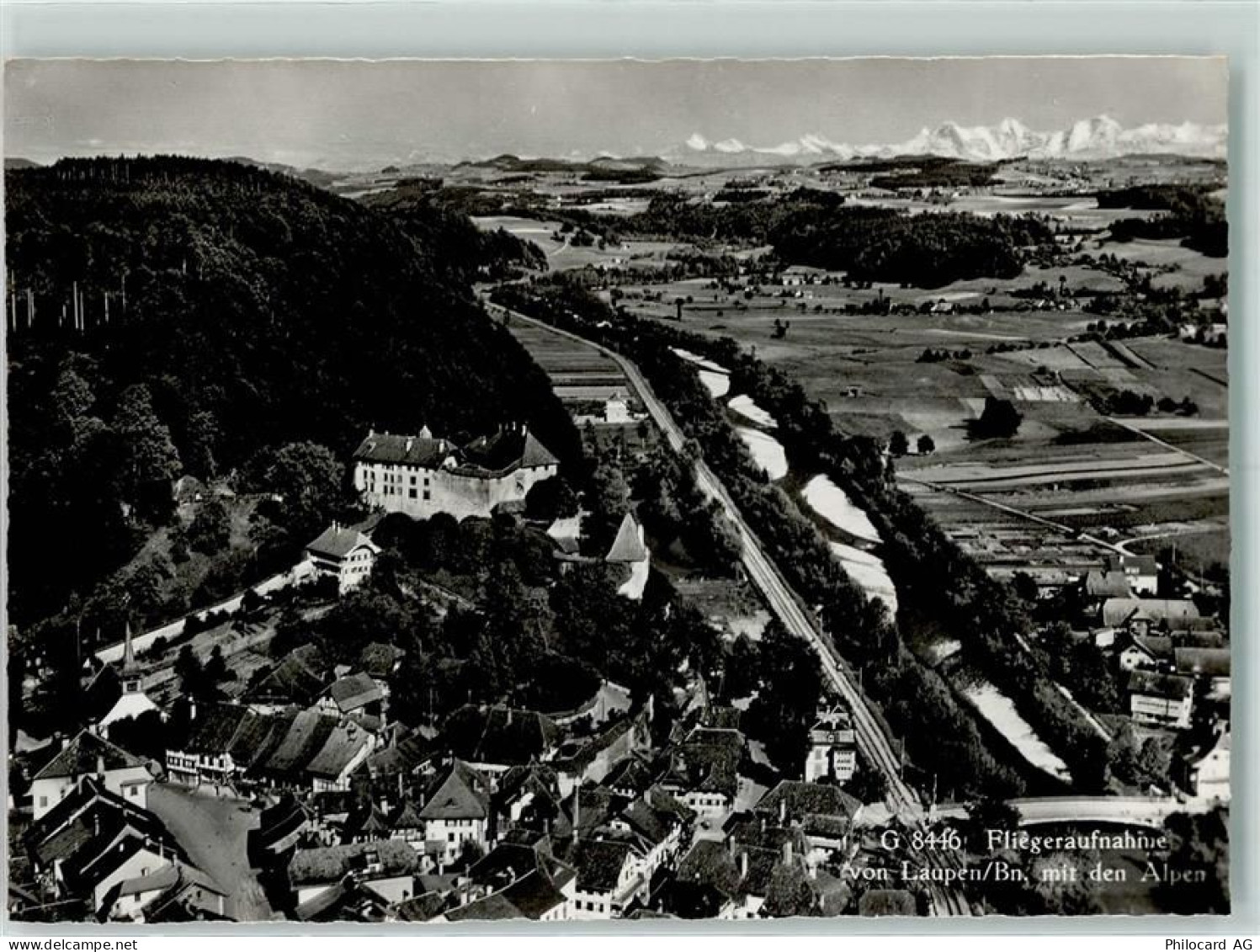 3177 Laupen BE - Fliegeraufnahme mit den Alpen - 13137705