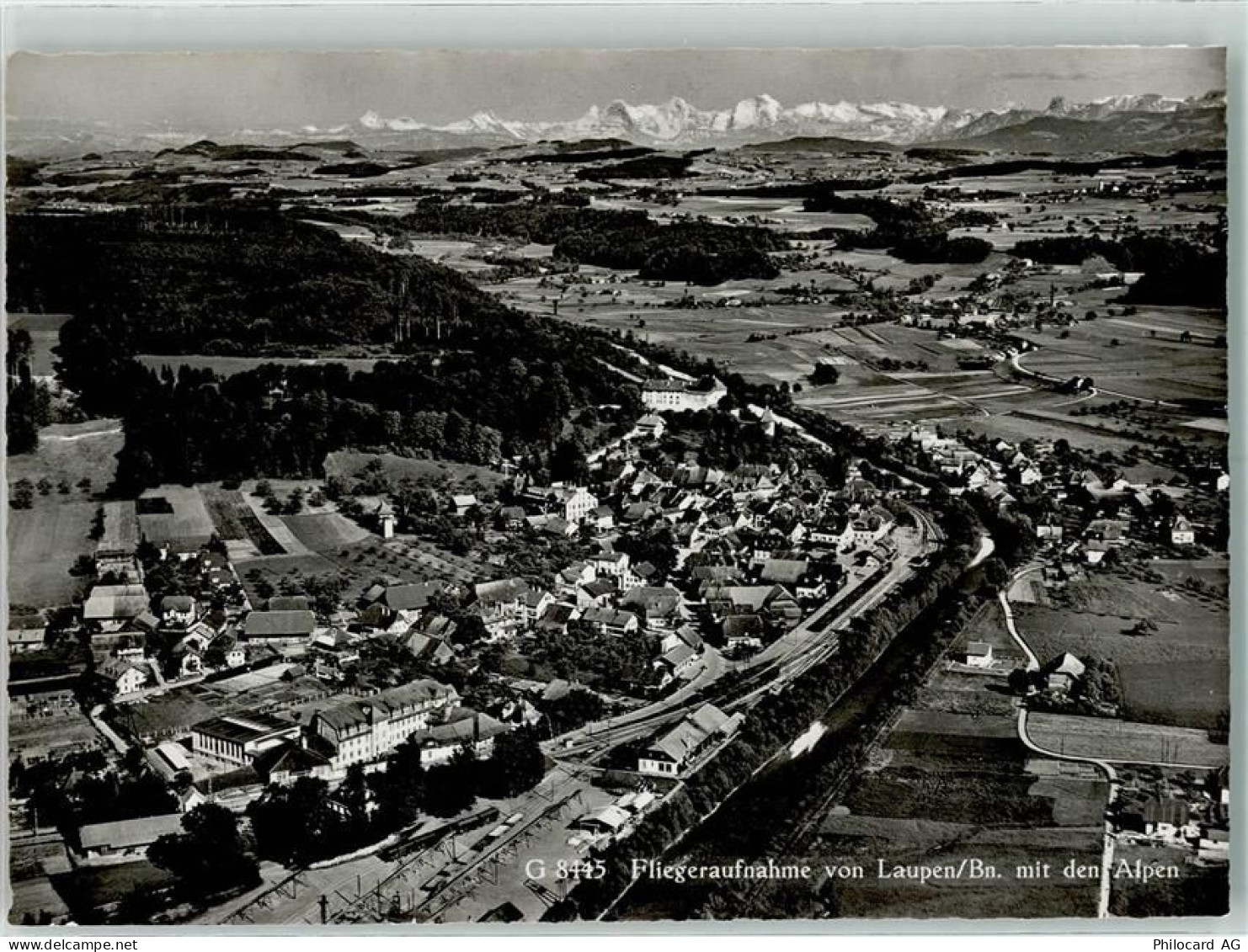 3177 Laupen BE Gebrauchsspuren Fliegeraufnahme mit den Alpen - 13132672