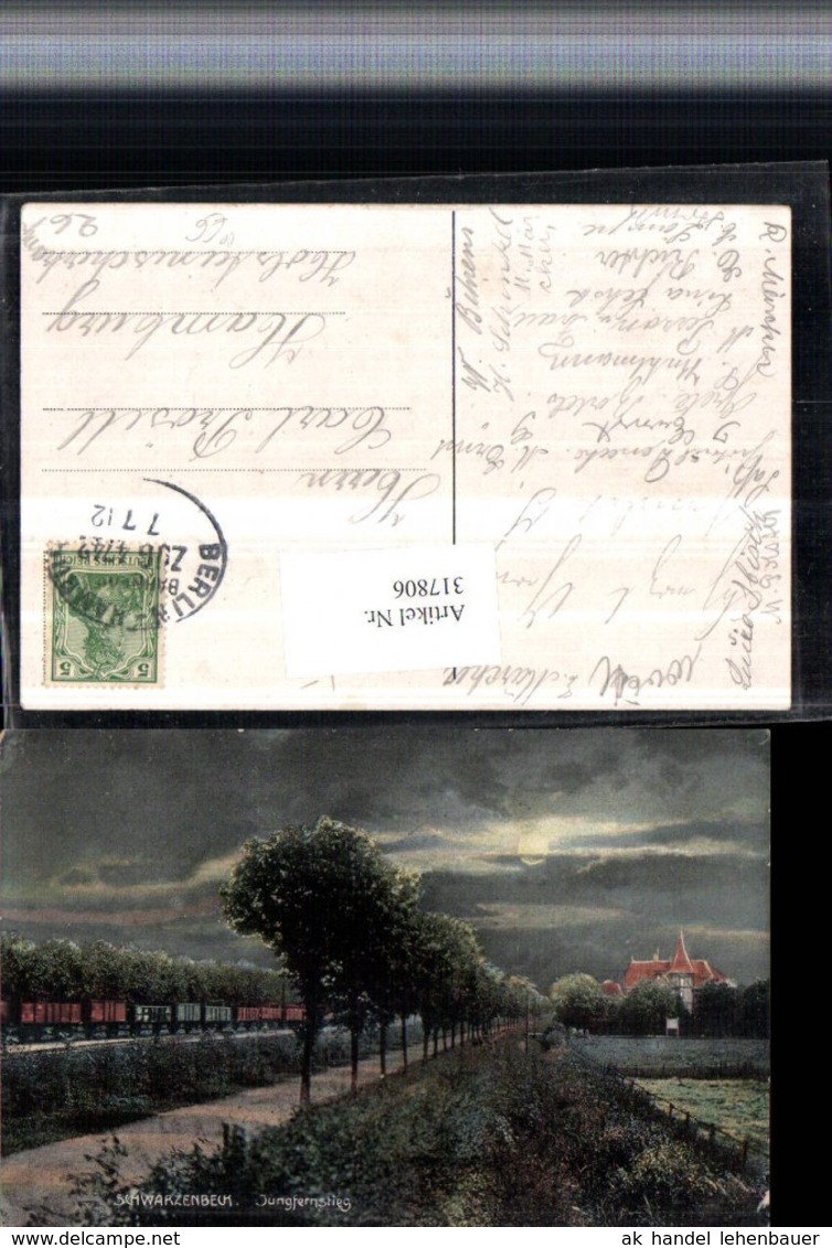 317806,Schwarzenbeck Jungfernstieg Eisenbahn Mondschein Bahnpost Zug 4742 Berlin &ndash; Ha