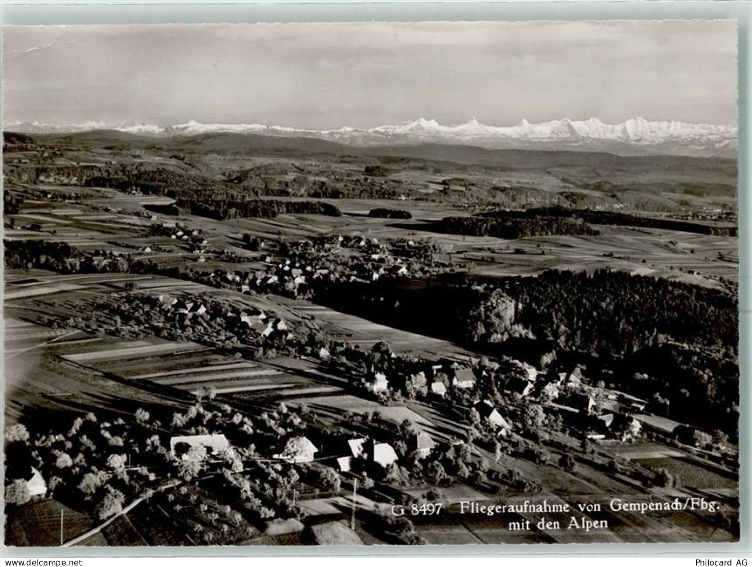 3215 Gempenach Buchillon Karte beschädigt Fliegeraufnahme mit den Alpen... - 13150268