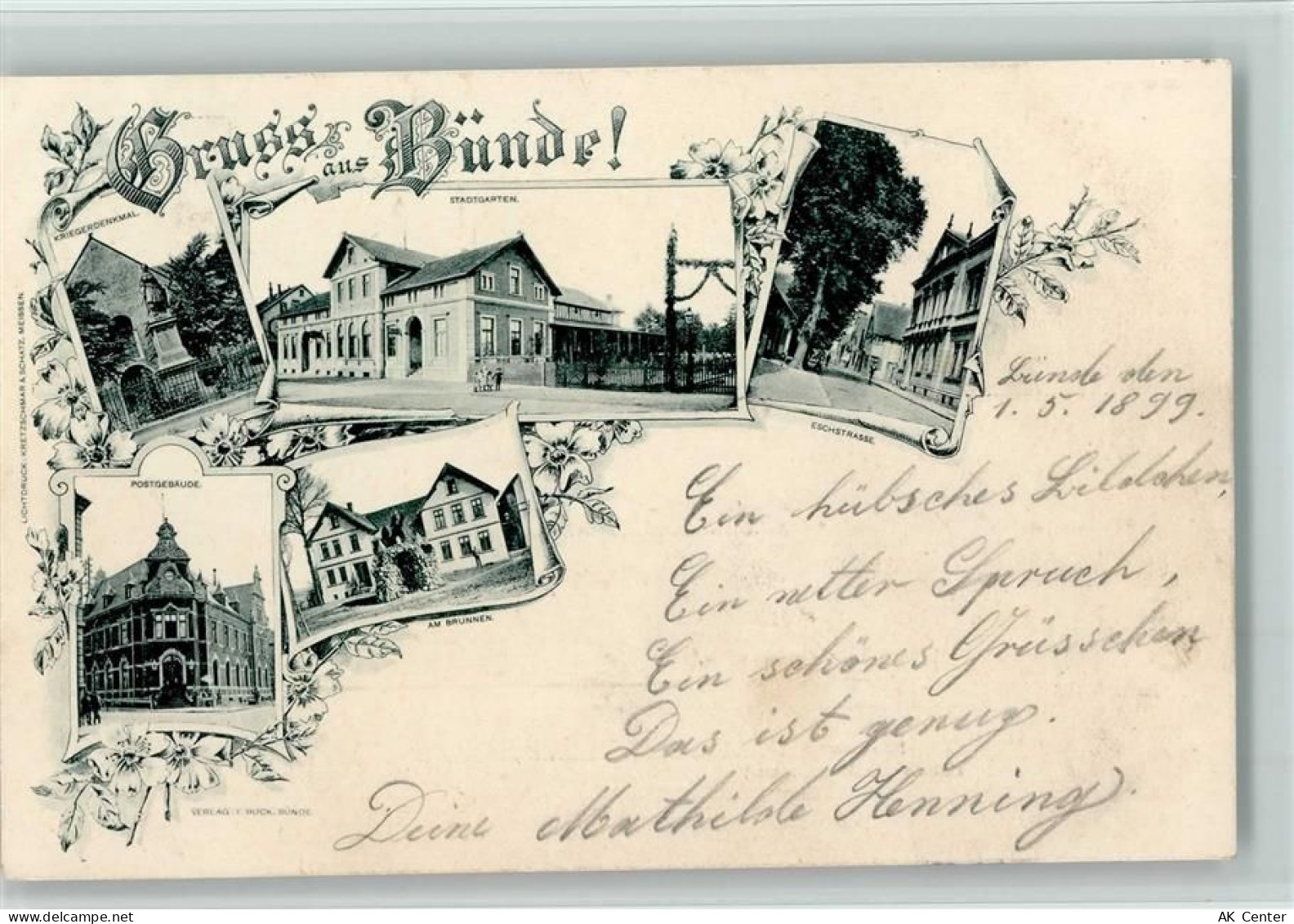 32257 W4980 Bünde 1899 - Kriegerdenkmal Stadtgarten Eschstrasse Am Brunn... - 13207030