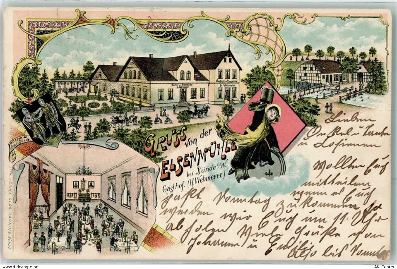 32257 W4980 Bünde 1903 Lithographie Gasthaus Elsenmühle H. wehmeyer Münc... - 13621132