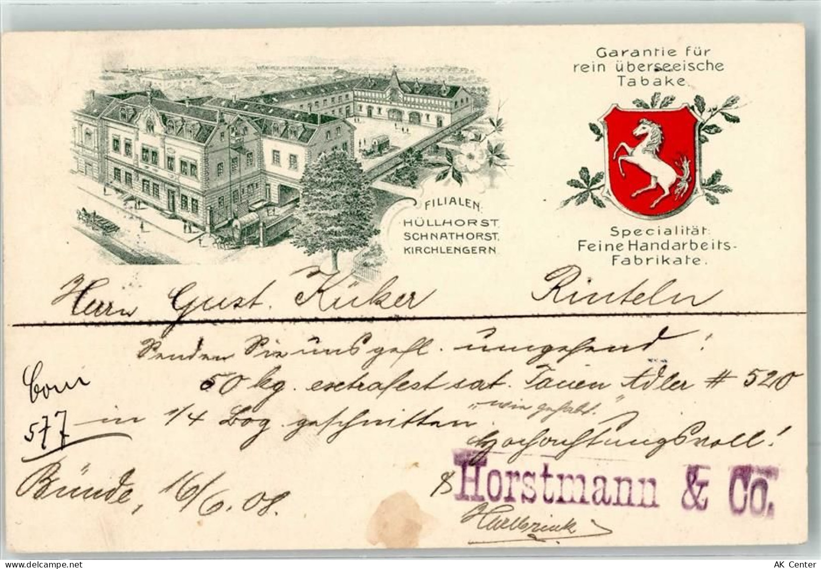 32257 W4980 Bünde 1908 - Cigarren-Fabriken Horstmann & Cie Wappen - 13625369