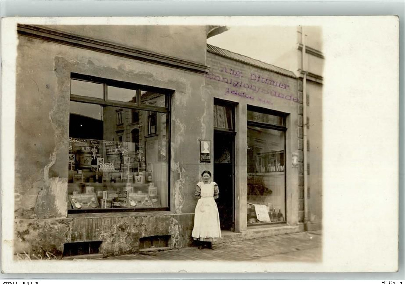 32257 W4980 Bünde 1912 Privatfoto AK Geschäft Emailleschild Oetker Ort l... - 13612199