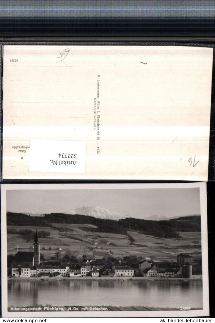 322734,Pöchlarn Teilansicht Kirche m. Ötscher Bergkulisse