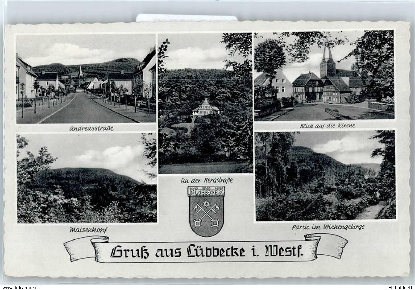 32312 W4990 Lübbecke , Westf - Andreasstraße, Maisenkopf, Kirche, Wiehen... - 51047767