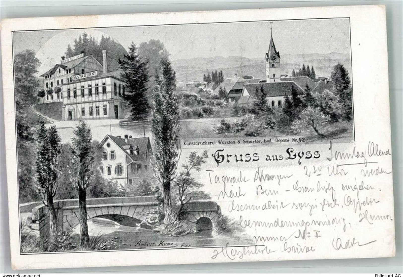 3250 Lyss 1901 Foto AK Brauerei Gasthaus Kirche - 13597726