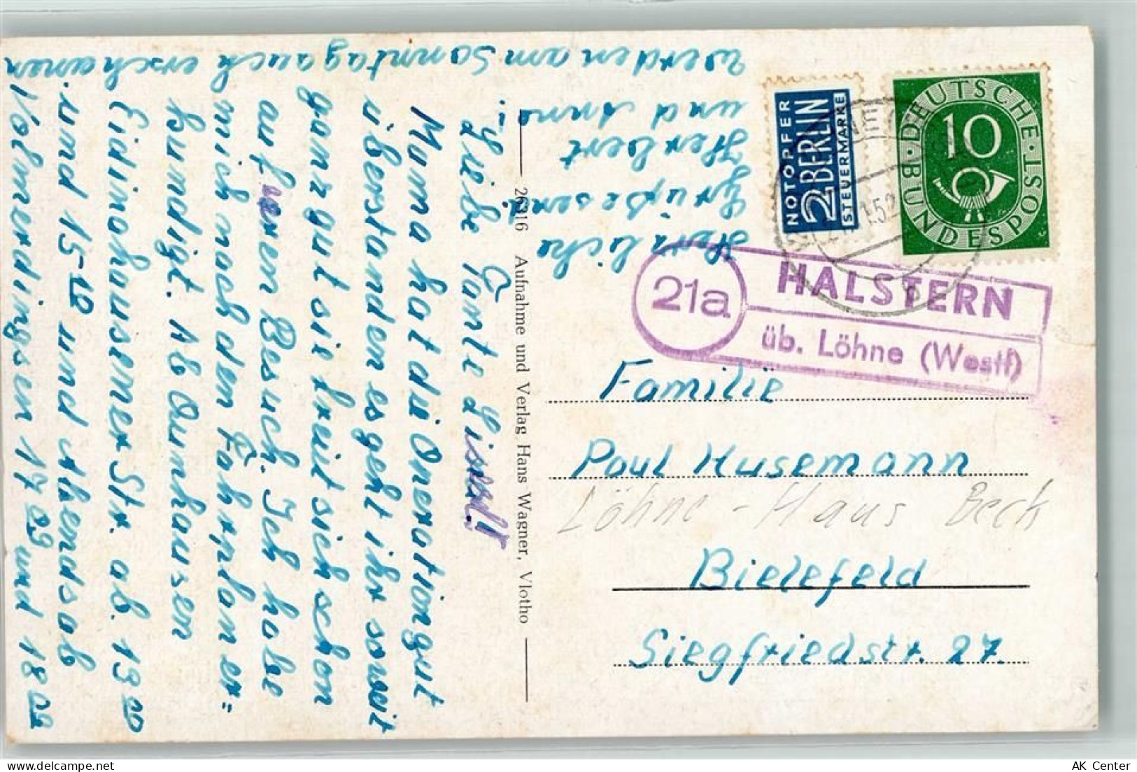 32584 W4972 Löhne - Landpoststempel Halstern über Löhne Haus Beck - 10495598