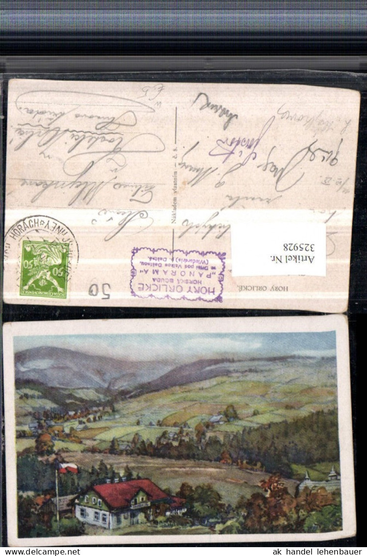 325928,Künstler AK Cina Jelinek Hory Orlicke Horska bouda Panorama
