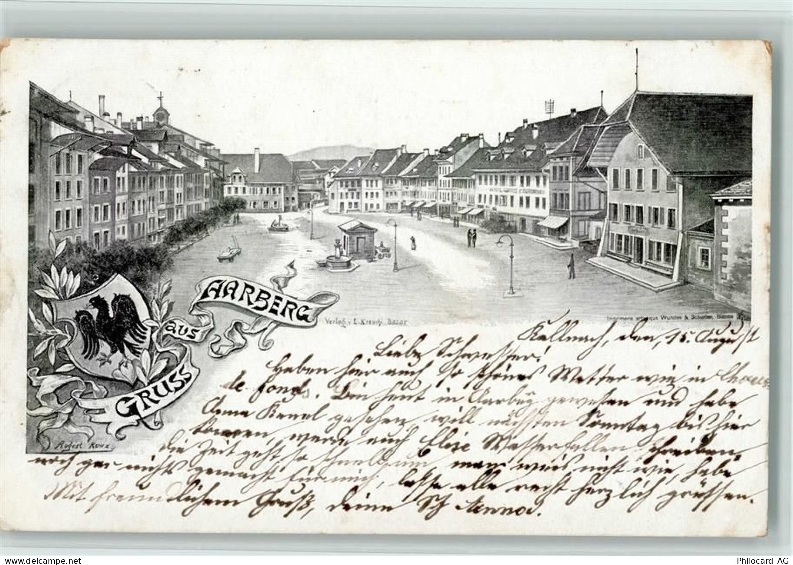 3270 Aarberg 1901 Künstlerkarte sign August Konz - 13220846
