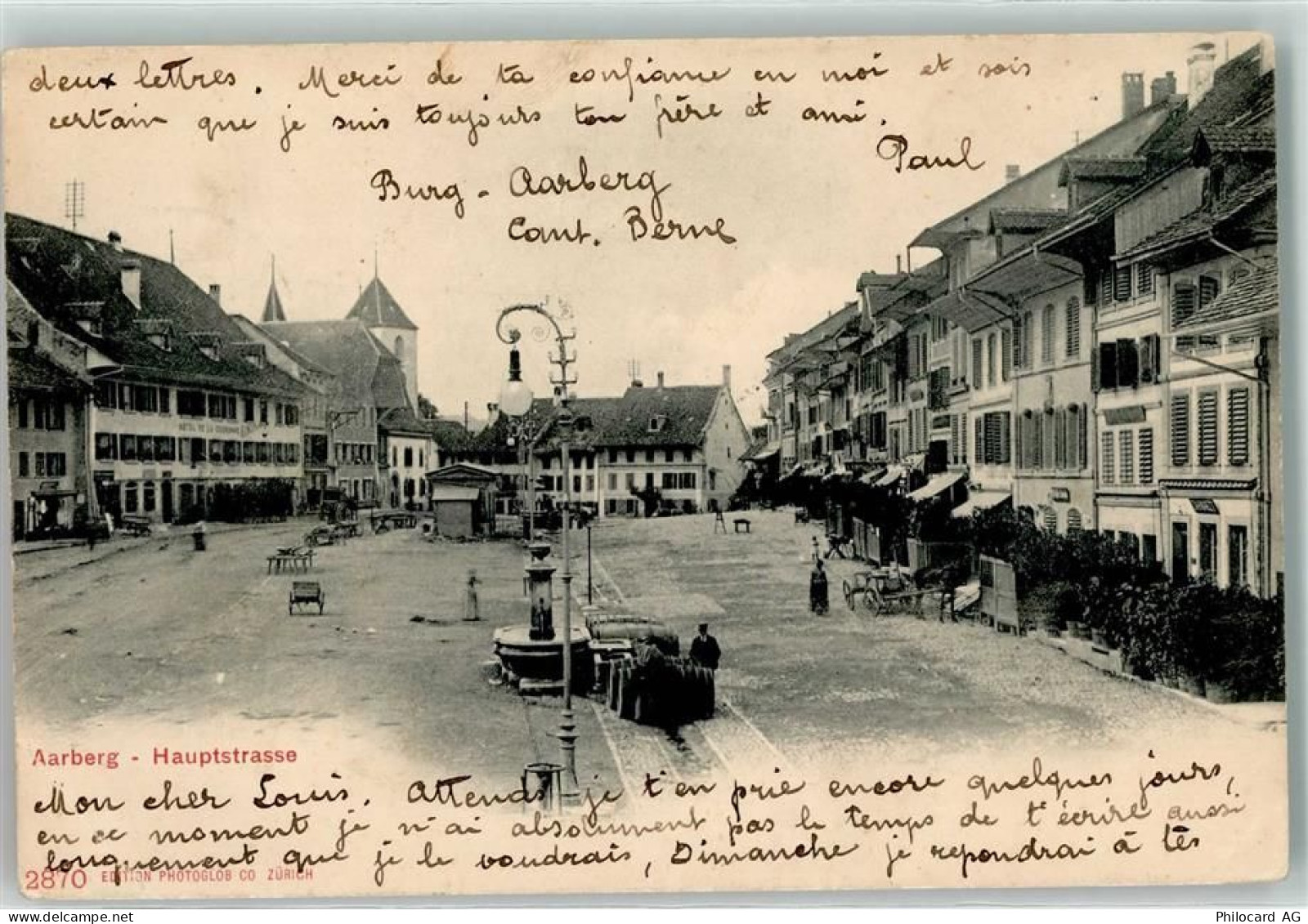 3270 Aarberg 1904 Gebrauchsspuren Hauptstraße - 10603528