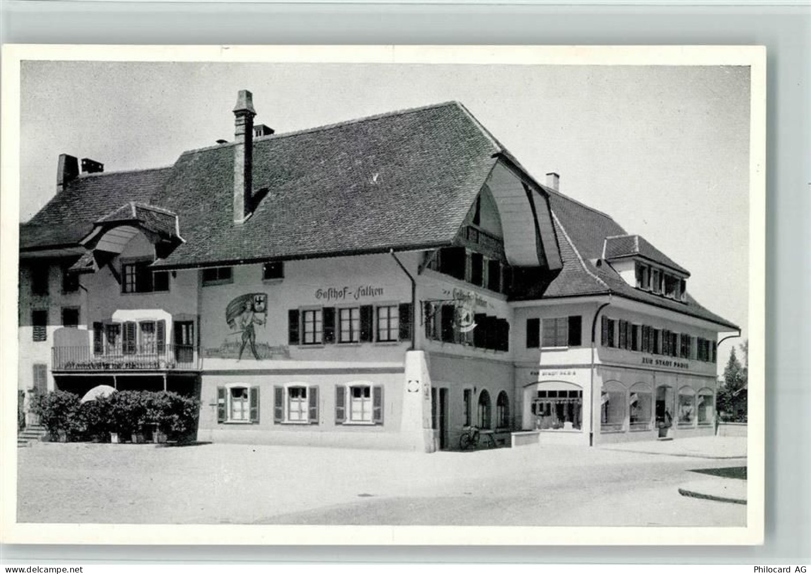 3270 Aarberg 1955 Gebrauchsspuren Gasthof zum Falken AK - 13098362