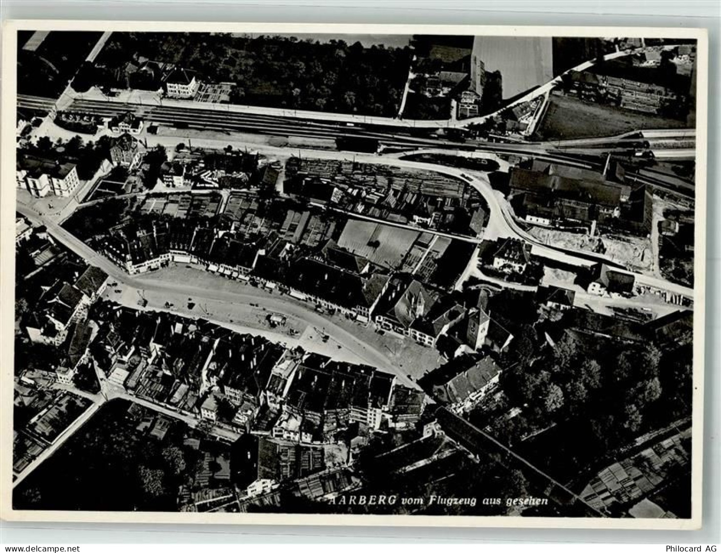 3270 Aarberg Foto AK Fliegeraufnahme Bahnhof - 10734898