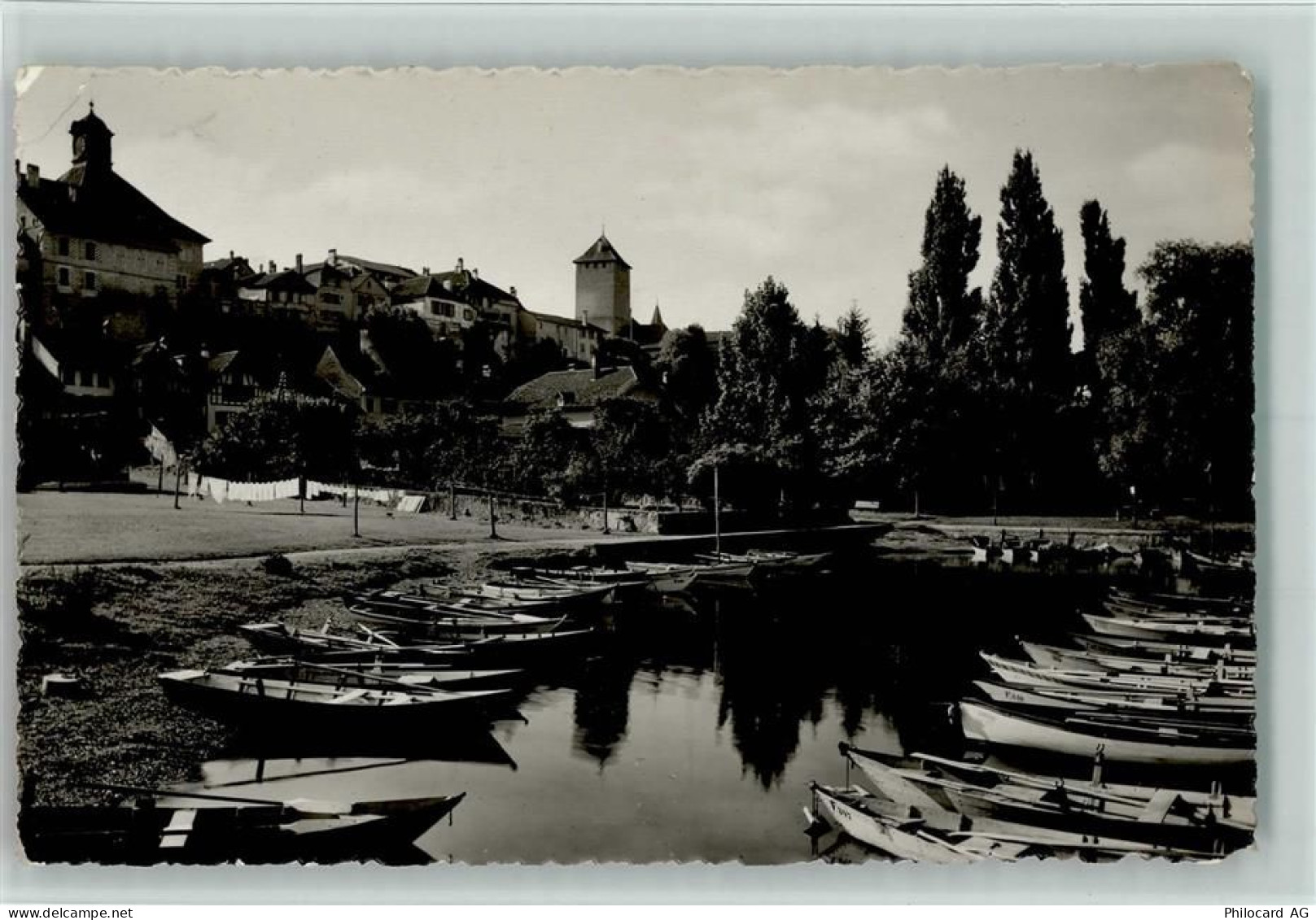 3280 Murten Morat 1938 Foto AK Morat le Port , viele Ruderboote AK - 10137624