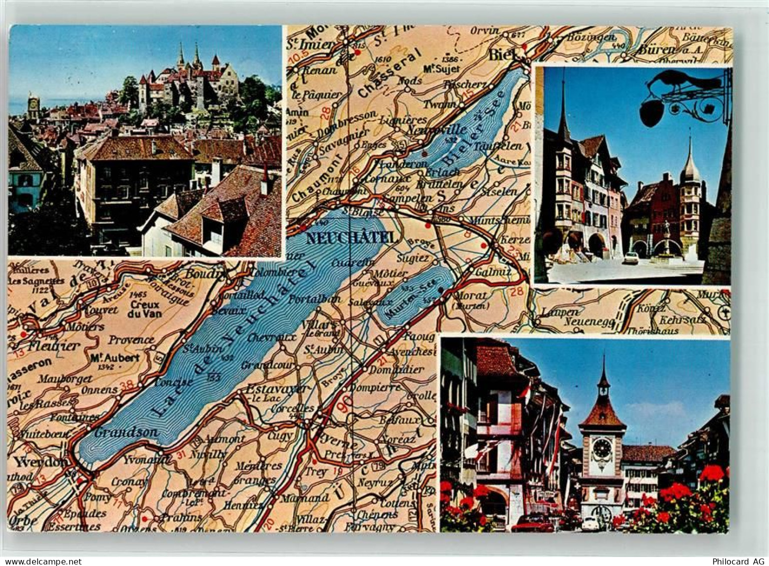 3280 Murten Morat - Landkarte Die Drei Seen Bielersee Neuenburgersee - 39495590