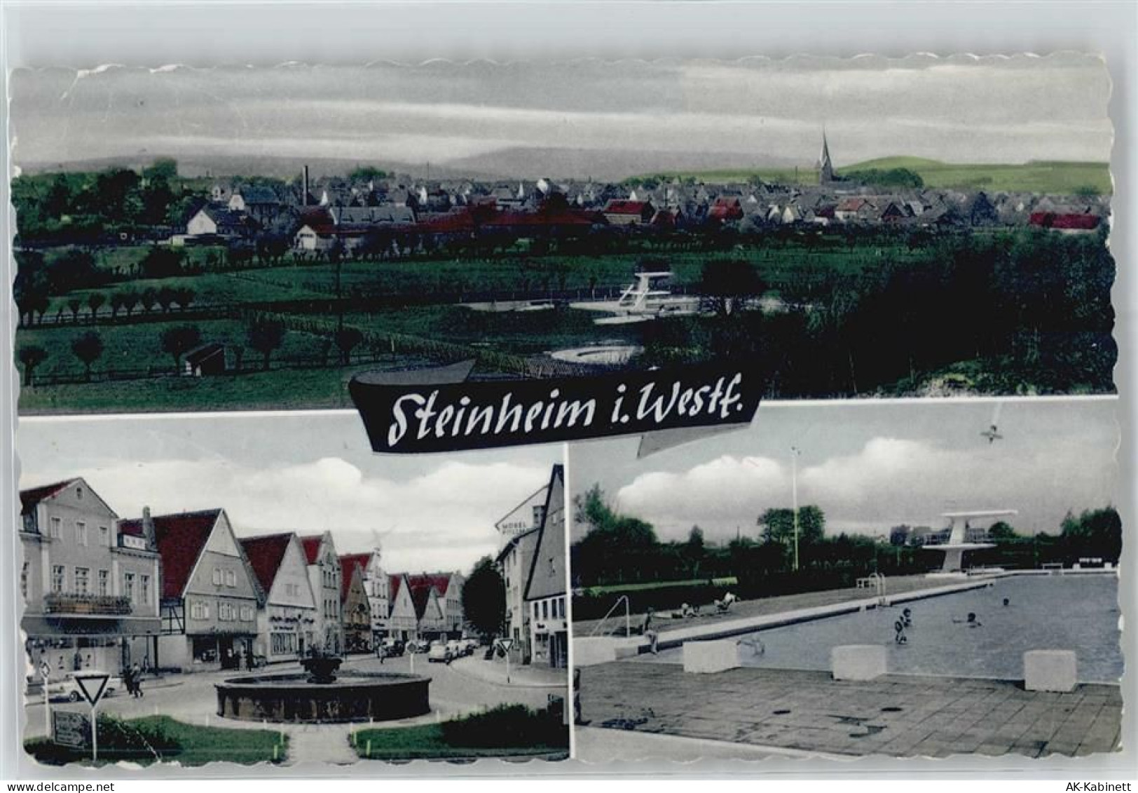 32839 W4939 Steinheim , Westf - Schwimmbad, Straßenansicht, Brunnen - 51051013