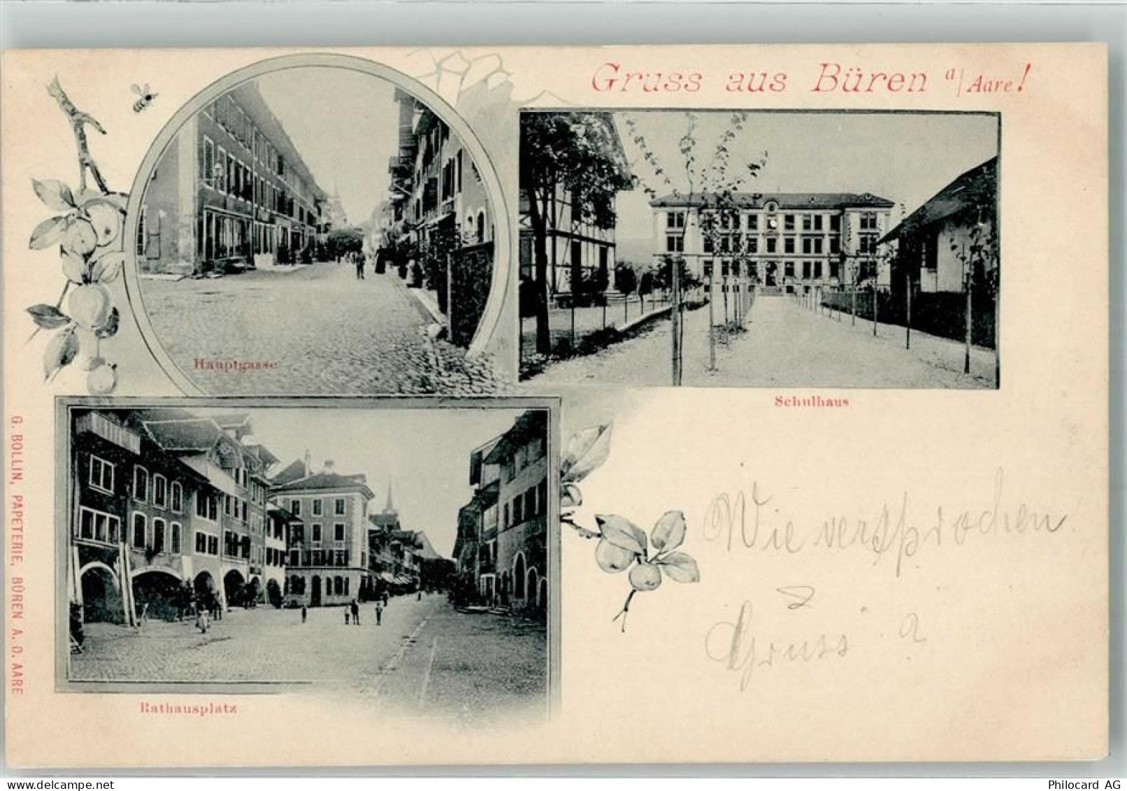 3294 Büren an der Aare 1899 - Hauptgasse Schulhaus Rathausplatz - 13517674