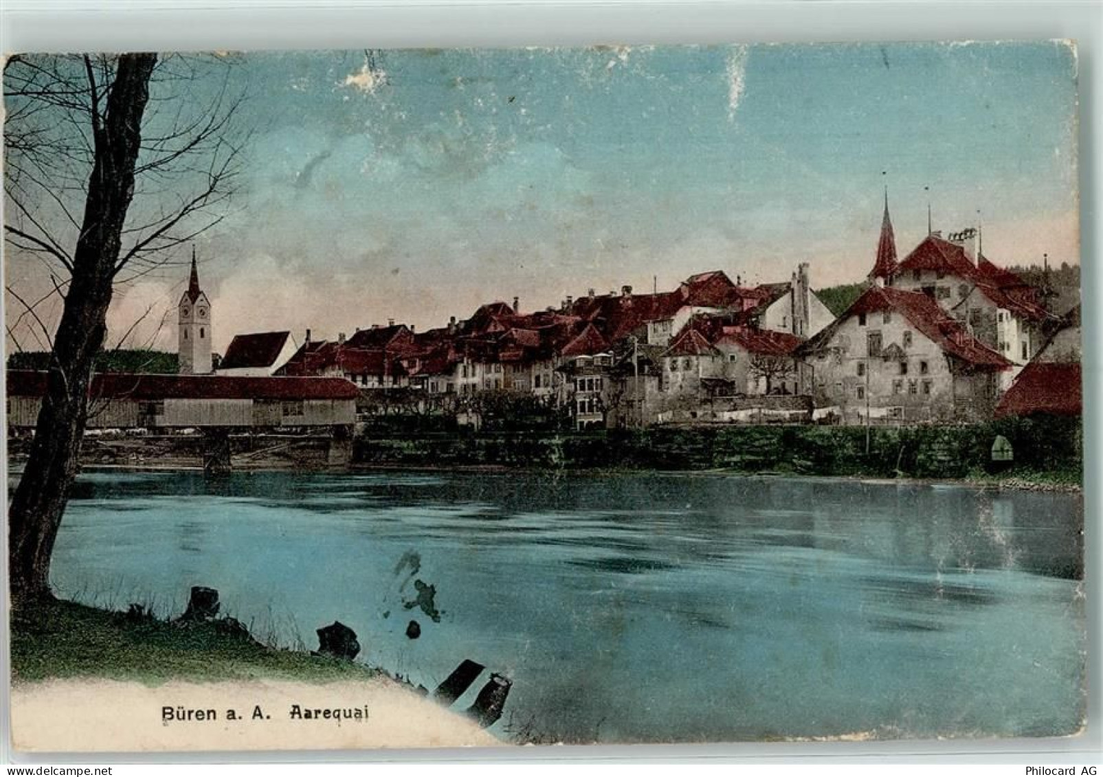 3294 Büren an der Aare 1912 Gebrauchsspuren Aarequai - 10217871