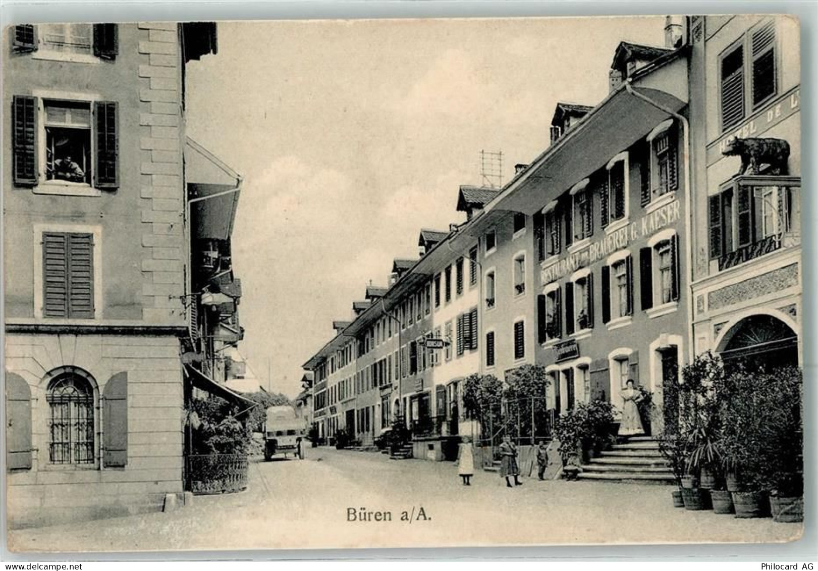 3294 Büren an der Aare 1912 Gebrauchsspuren Gasthaus Brauerei G. Kaeser... - 13276285
