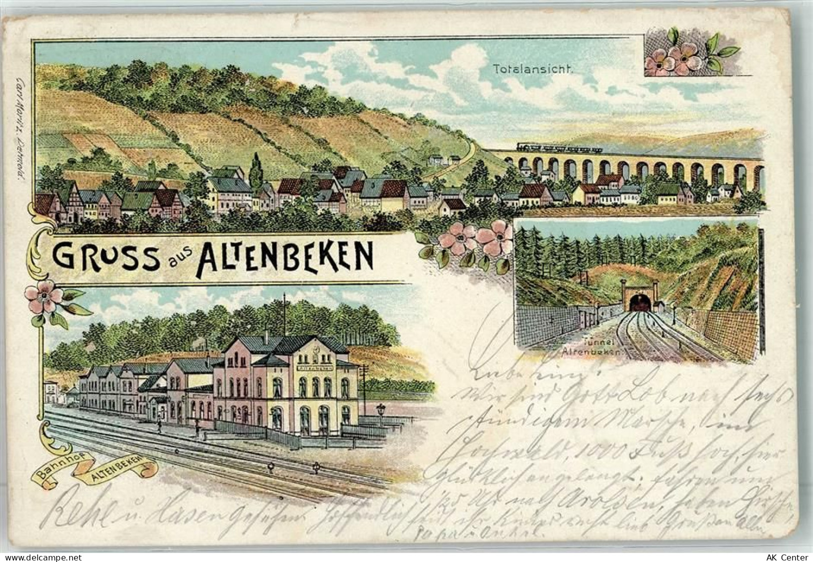 33184 W4791 Altenbeken 1900 Lithographie Bahnhof Viadukt Eisenbahn Tunne... - 13618696