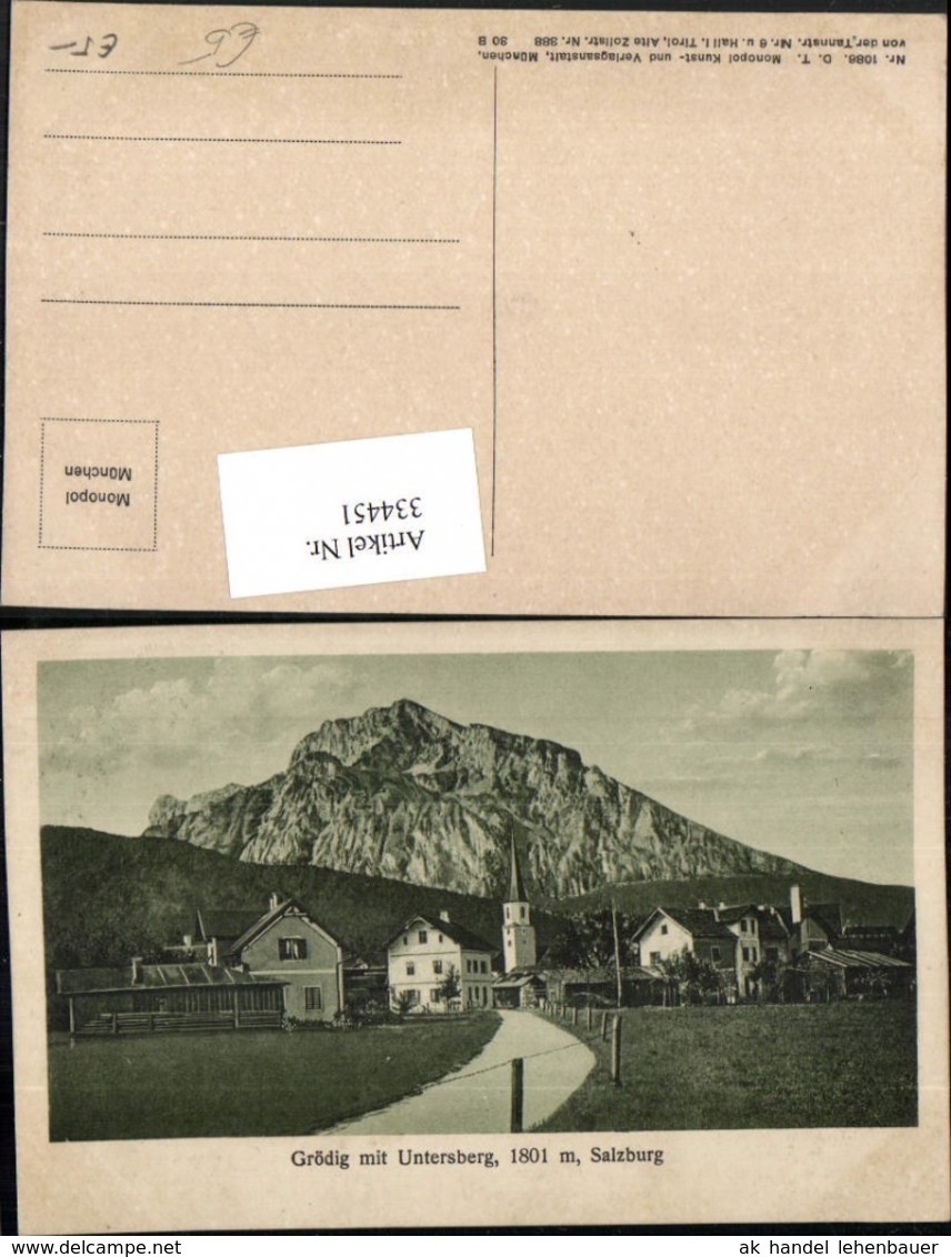 334451,Gr&ouml;dig Teilansicht m. Untersberg Bergkulisse